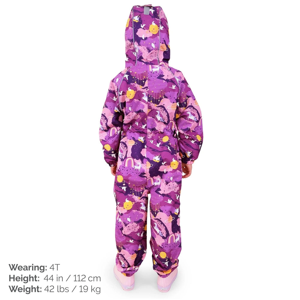 JAN & JUL purple dream waterproof toddler rain suit with hood, 4T size