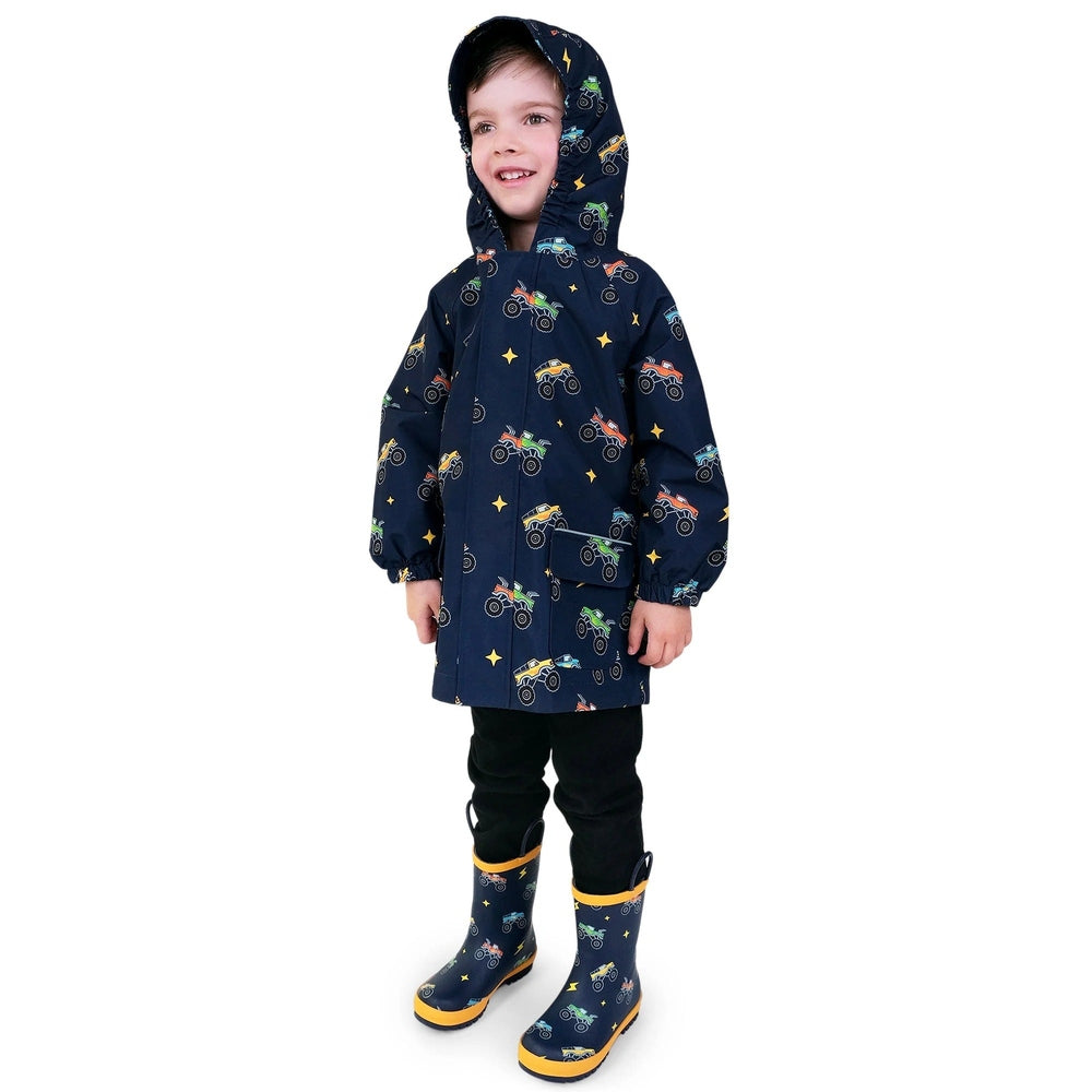 JAN JUL Jan & Jul Waterproof Puddle Dry Rain Jacket Big Trucks, product view 4