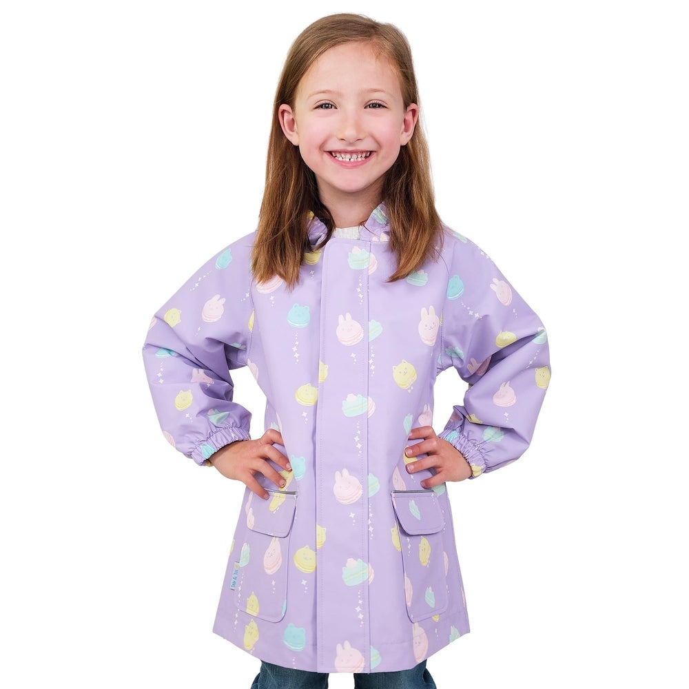 JAN & JUL Jan & Jul Waterproof Puddle Dry Rain Jacket Macarons Front zip closure with elastic cuffs and two pockets img 1/8