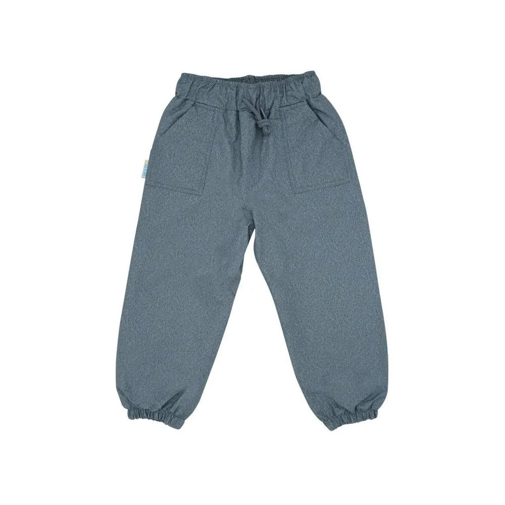 Jan & Jul Waterproof Puddle Dry Rain Pants Heather Grey with tie-drawstring waist and elastic cuffs.