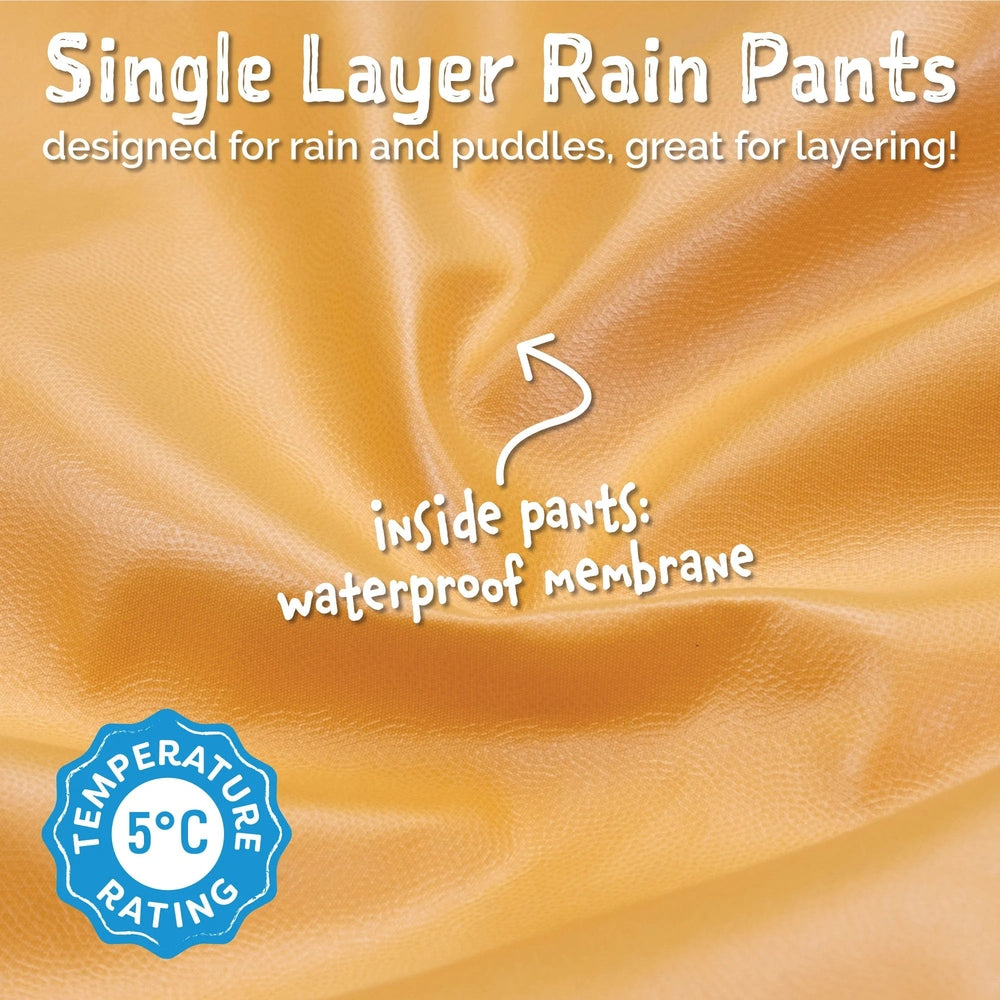 Jan & Jul Waterproof Puddle Dry Rain Pants Lavender; close-up of fabric shows inside waterproof membrane.