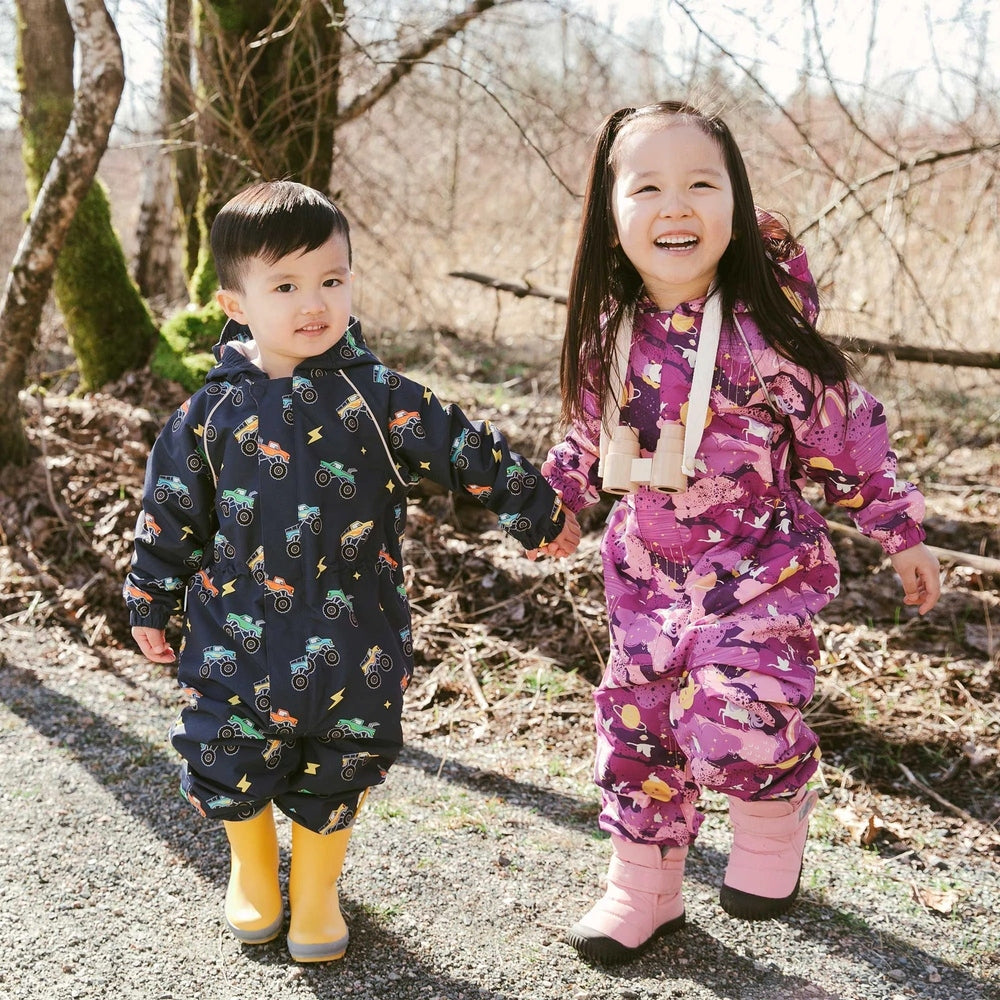 JAN & JUL Jan & Jul Waterproof Puddle Dry Rain Suit Big Trucks hooded one-piece coverall with elastic ankle and wrist cuffs img 3/9