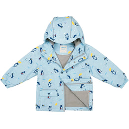 Jan & Jul Cozy-Dry Fleece Lined Rain Jacket Penguin Party