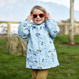 Jan & Jul Cozy-Dry Fleece Lined Rain Jacket Penguin Party
