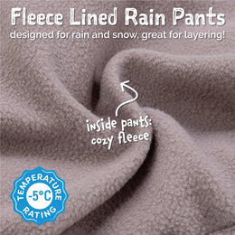 Jan & Jul Cozy-Dry Fleece Lined Rain Pants Planet Patrol