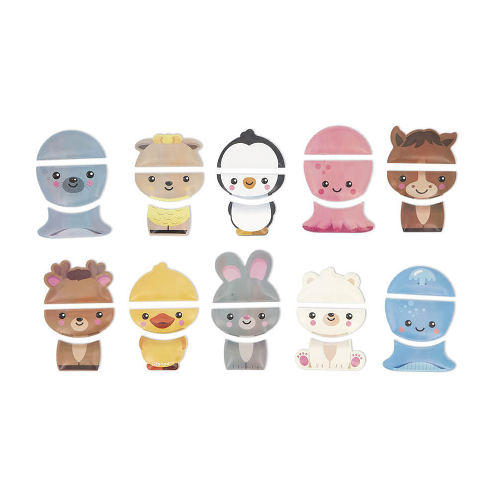 Janod Bath Mix And Match Animals: set of 10 colorful bath toys for kids