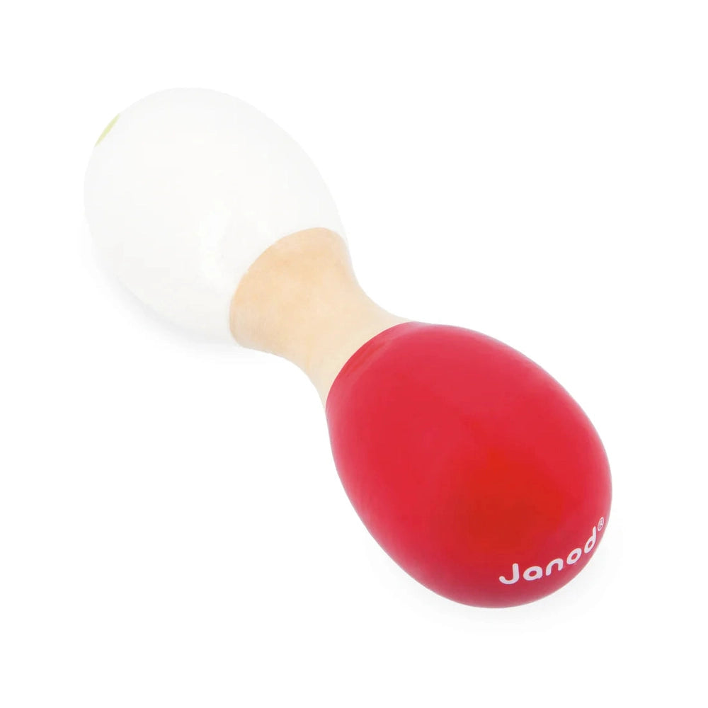 JANOD Janod Confetti Dumbbell Maracas white rounded head with natural wood neck img 2/3