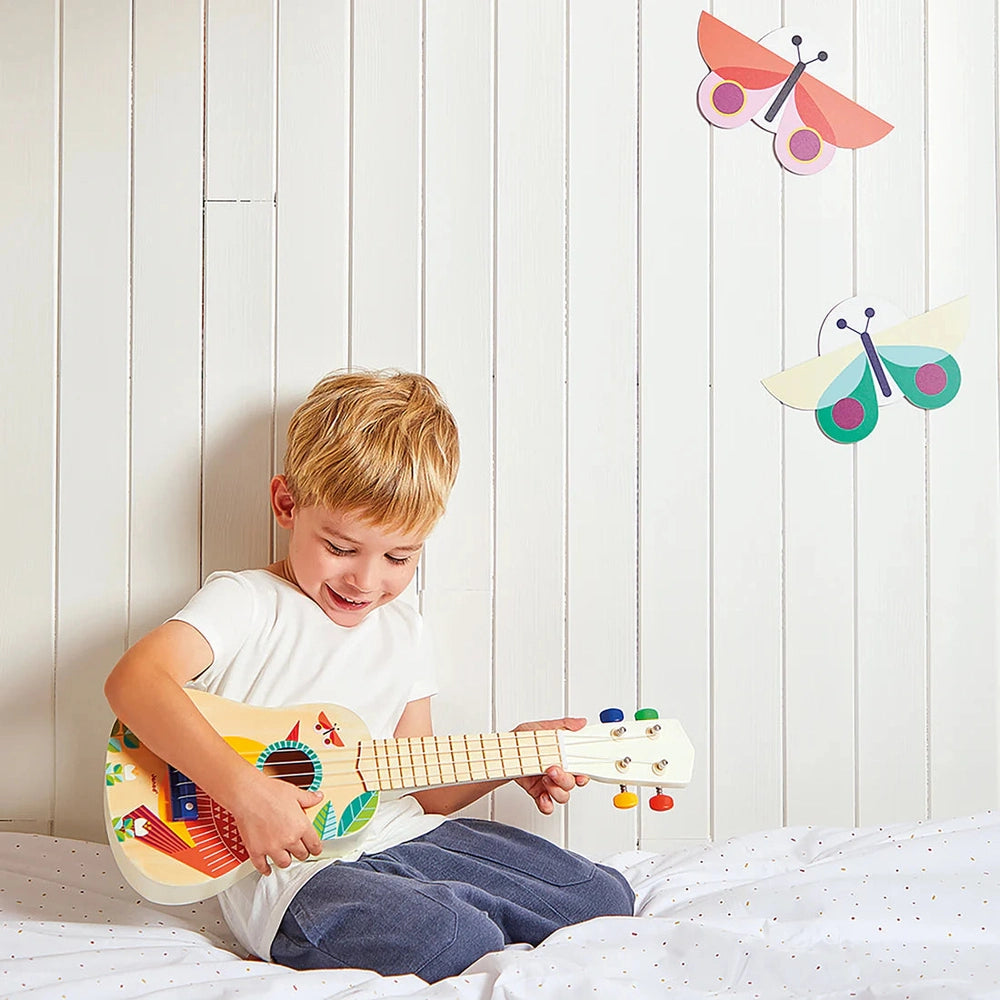 JANOD Janod Gioia Ukulele with tropical bird and leaf pattern, multi-colored tuning pegs img 4/6
