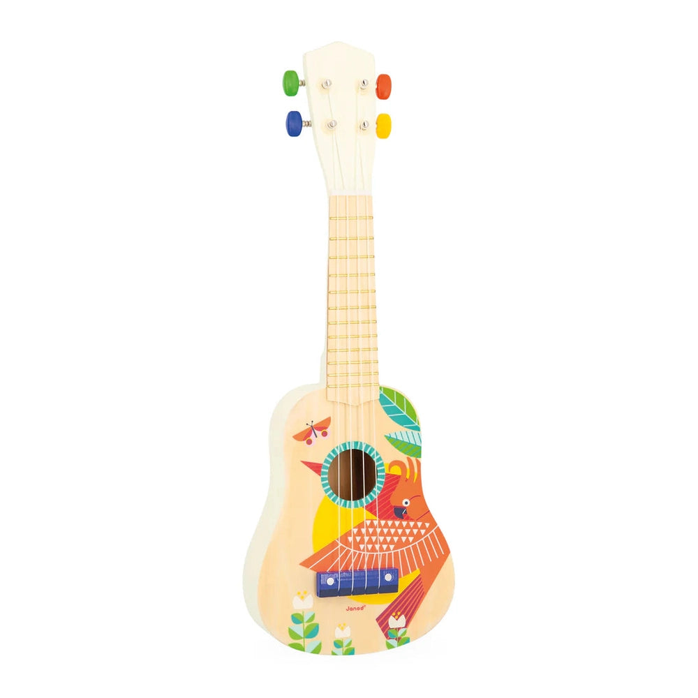 JANOD Janod Gioia Ukulele Four colored tuning pegs with geometric bird and foliage artwork img 6/6