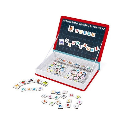 Janod Magnetibook Alphabet Francais educational toy with magnetic letters and a storage box