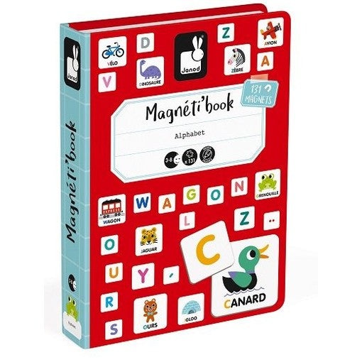 JANOD Magnetibook Alphabet Francais red educational toy with magnetic letters and alphabet tiles