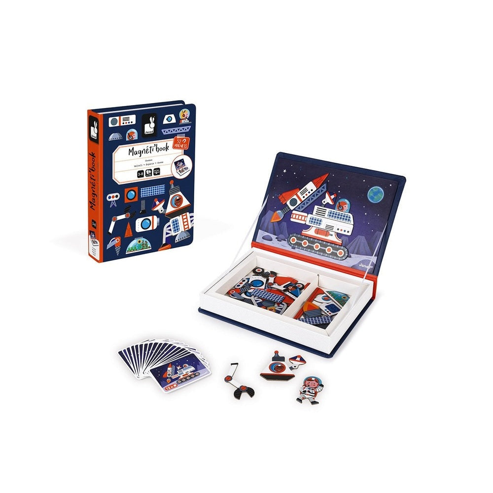 Janod Magnetibook Cosmos space-themed educational toy set with magnets and cards including astronaut pieces