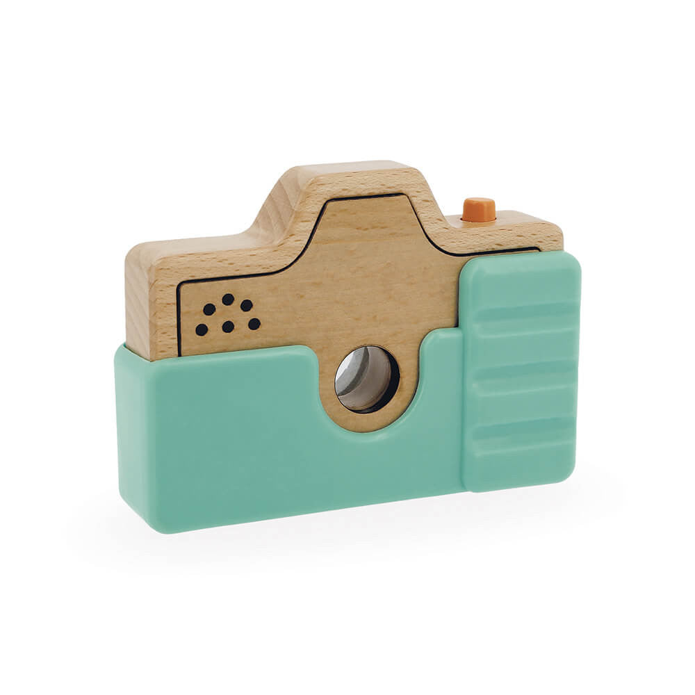 Janod Sound Camera New Aqua wooden toy with turquoise plastic body