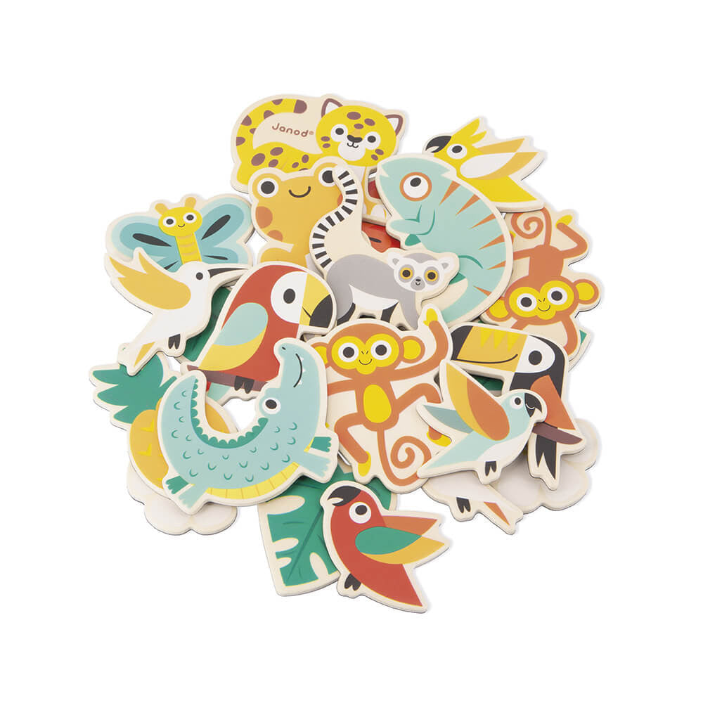 JANOD Tropik 24-piece tropical magnets set with colorful jungle animals for toddlers