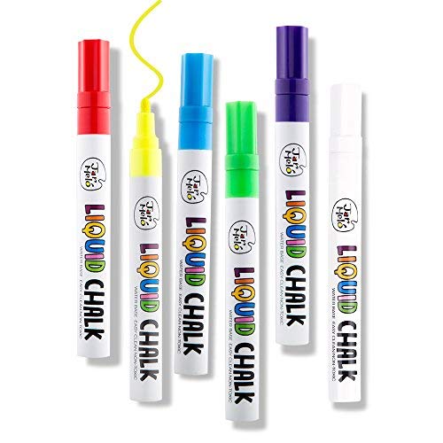Jar Melo liquid chalk markers, 6-color set in red yellow blue green purple white by JAR MELO
