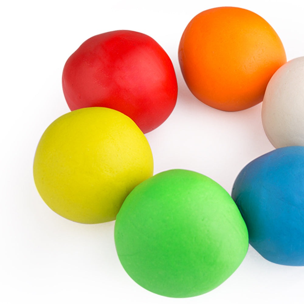 Jar Melo modeling dough set, 24 colors, bright dough balls arranged in a circle (7 shown)