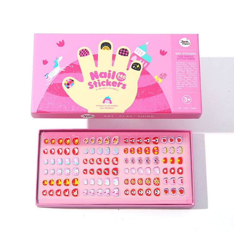 Jar Melo Nail Stickers for Sweet Little Ones, pink box with 540 kid-friendly decals