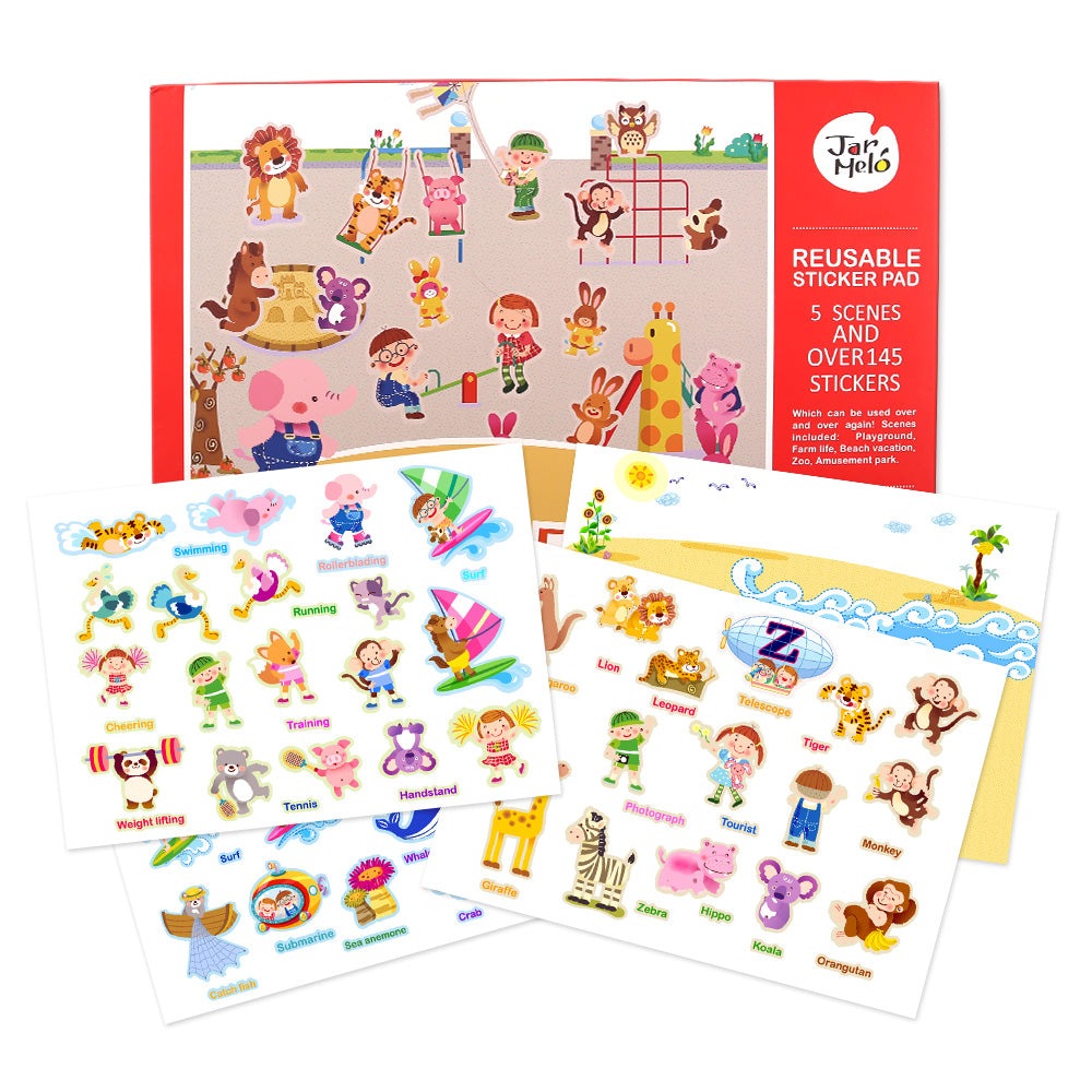 Jar Melo Reusable Sticker Pad City Park (5 Scenes And Over 145 Stickers + Separated Scenes)