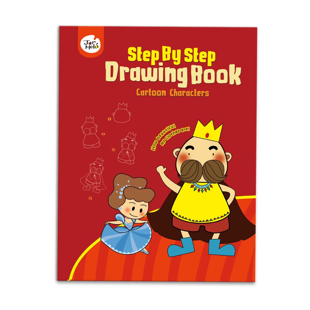 Step By Step Drawing Book Cartoon Characters by Jar Melo; features 2 royal characters on a red cover