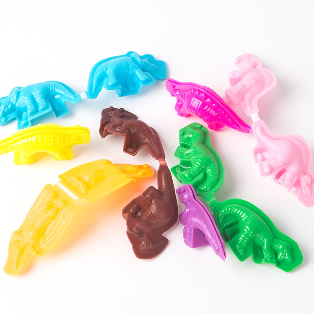 Jar Melo dinosaur-themed play dough molds in bright assorted colors
