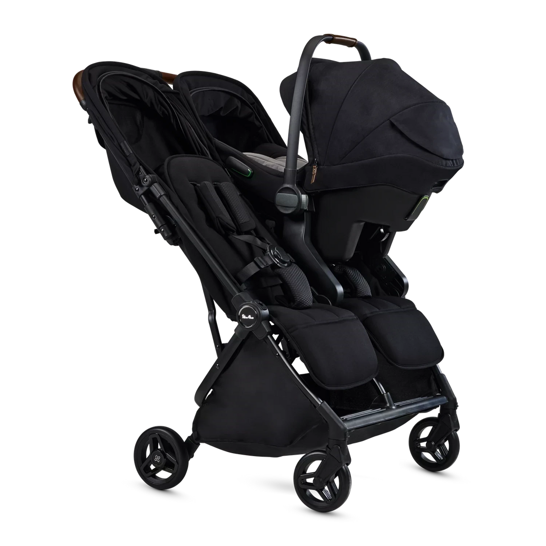 Silver Cross Jet Double Travel Stroller in Black — two-seat stroller hero view