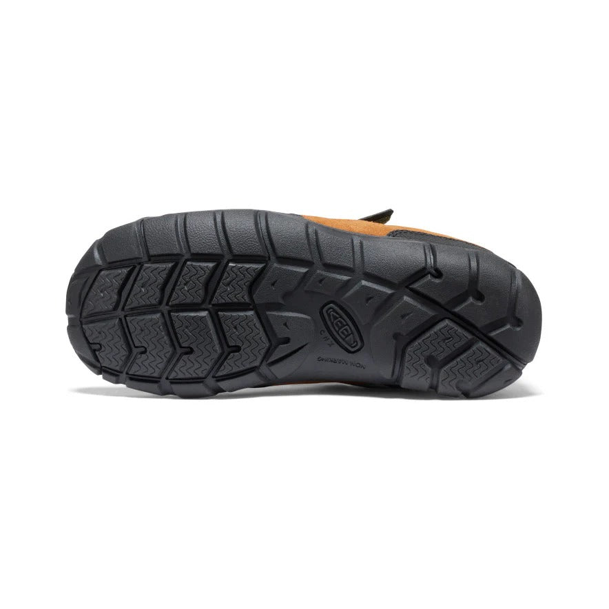 Keen Big Kids Jasper II Maple Dark Forest toddler shoe sole with rugged black tread and KEEN logo