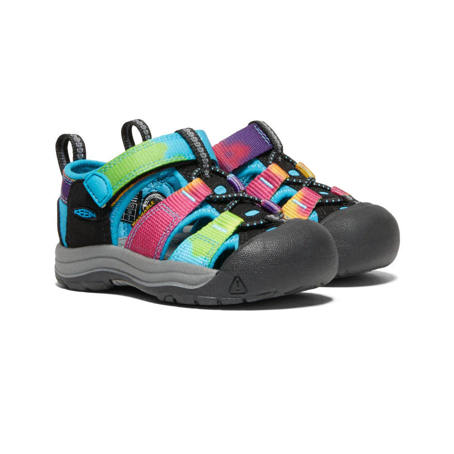 Keen Toddlers Newport H2 sandals, multicolor straps with closed-toe rubber toes and rugged sole