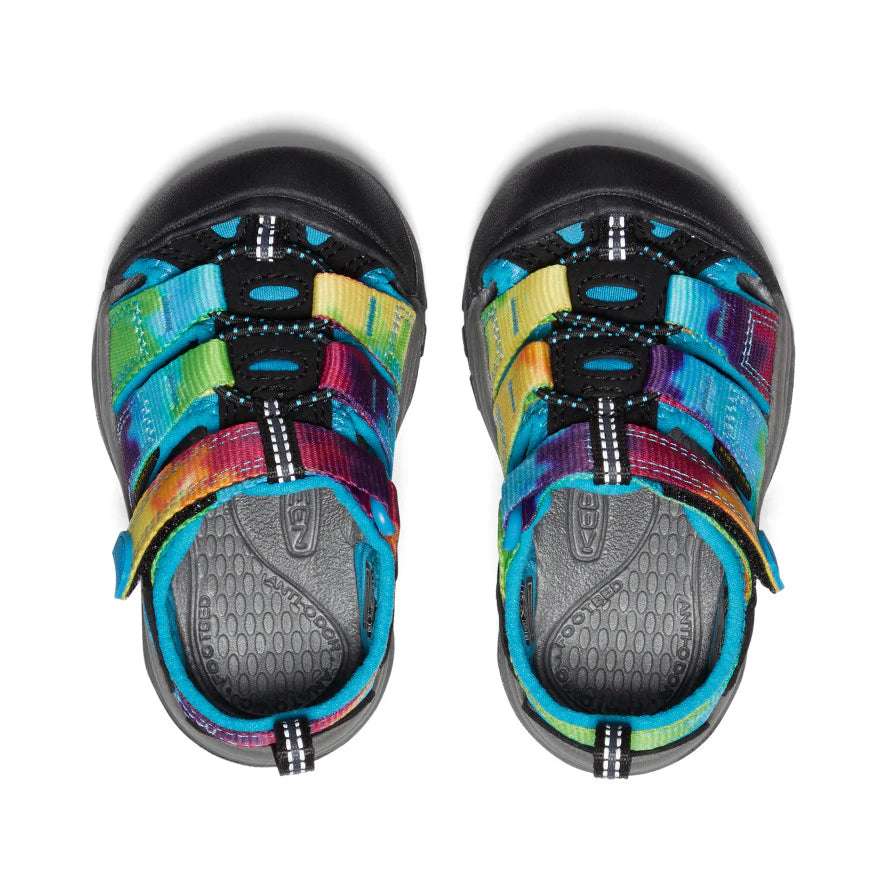 KEEN Toddlers Newport H2 sandals, colorful striped straps with blue, teal and purple accents; pair