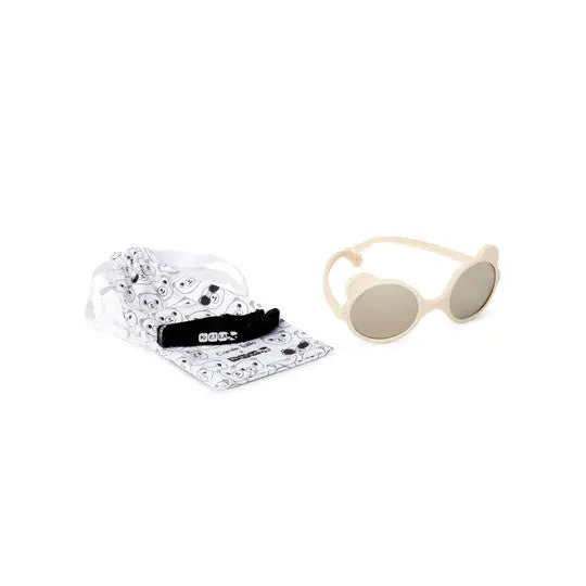 KI ET LA Ki Et La Ourson Sunglasses Cream round children sunglasses shown in product color from image 5 of 6 with flexible frame and tinted
