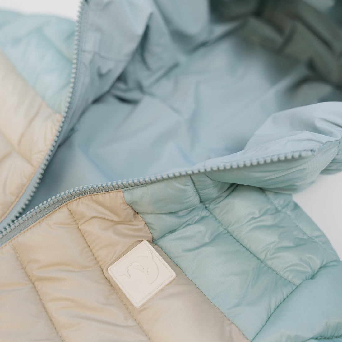 Kidorca Porteau Kids Reversible Puffer Jacket - Blue Haze – Interior detail