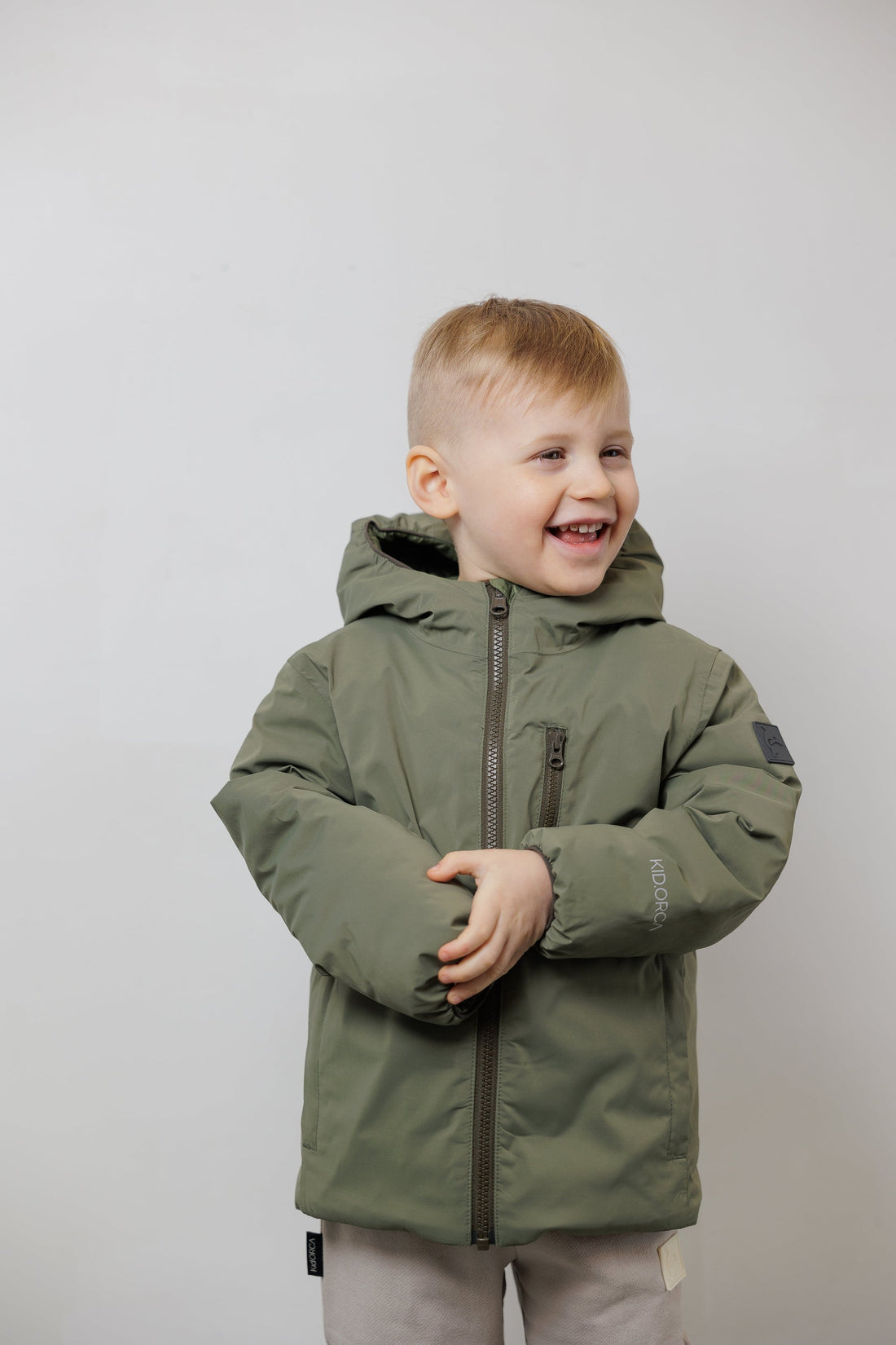 Kidorca Porteau Kids Reversible Puffer Jacket - Dusty Olive – Reversed fit