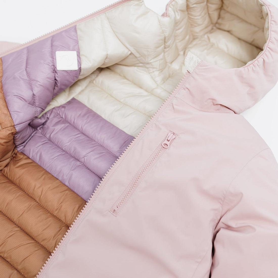 Kidorca Porteau Kids Reversible Puffer Jacket - Dusty Rose – Interior label