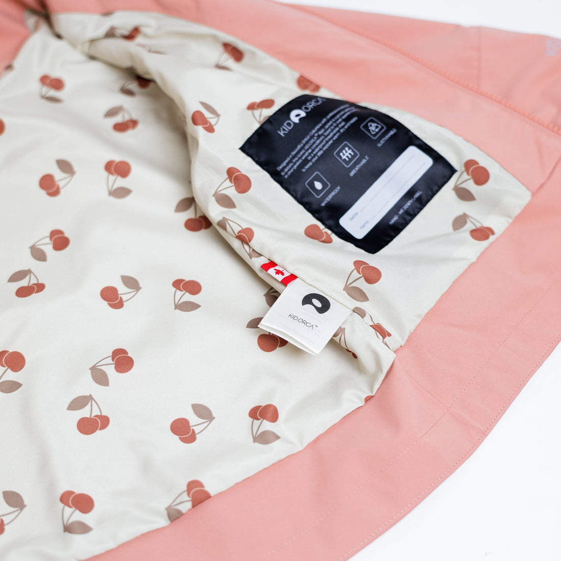Kidorca Tofino Kids Rain Jacket - Cameo / Cherry – Open jacket