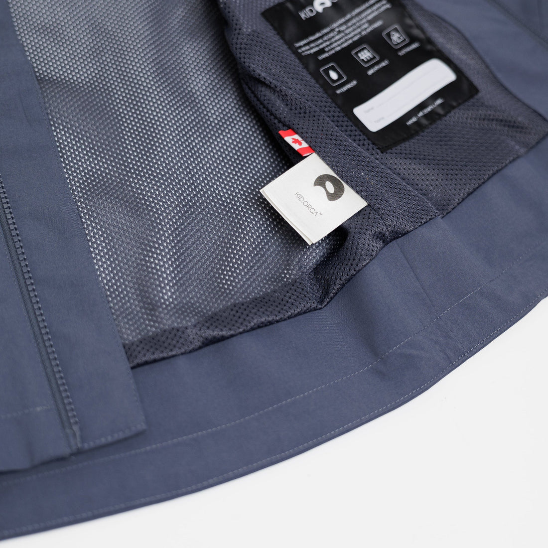 Kidorca Tofino Kids Rain Jacket - Ombre Blue – Interior label