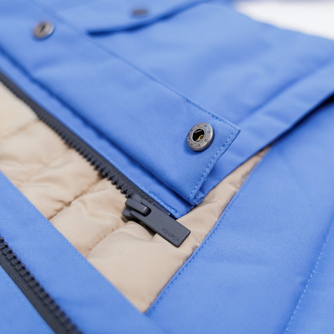 Kidorca Cypress Kids Waterproof Winter Jacket - Dutch Blue – Zipper guard