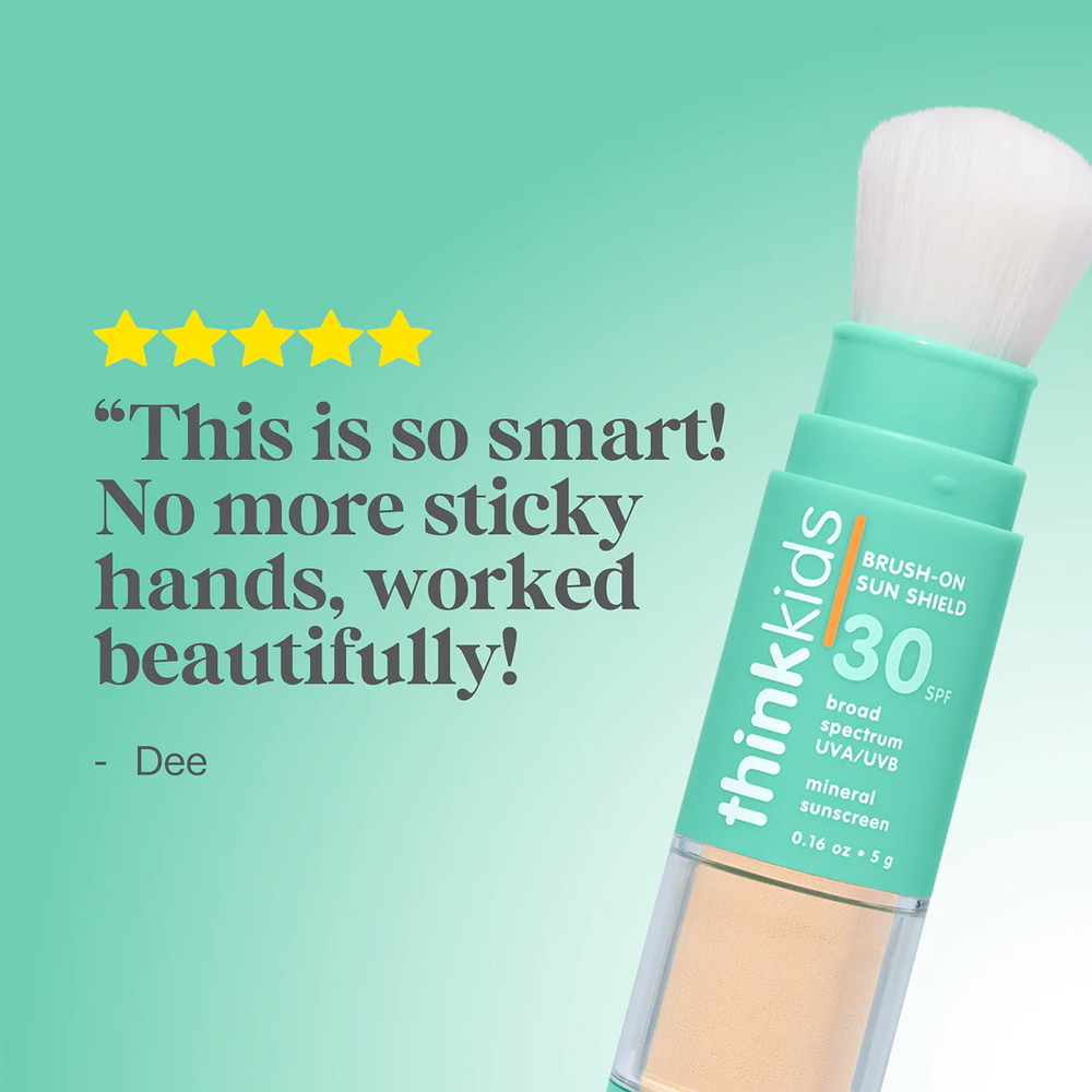 THINK Think Kids Mineral Based Sun Shield Brush-On SPF 30 with white foam sponge applicator tip img 3/3