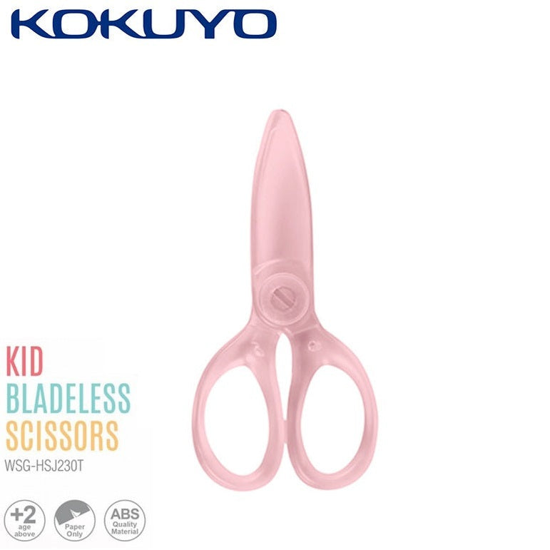 Kokuyo kid bladeless scissors pink with rounded safety handles for children