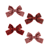 Konges Slojd 4 Pack Micki Bow Hair Clips Red Glitter/ Rose Glitter