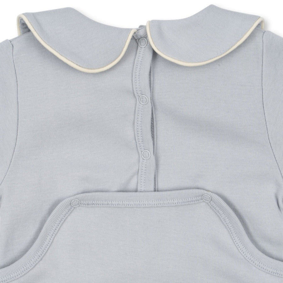 Konges Slojd Coty Gift Set Gray Dawn baby onesie with cream-trim Peter Pan collar and snap placket