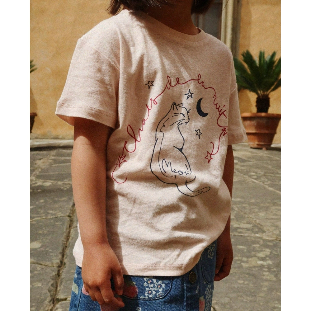 Konges Slojd Era Tee in Pink/Meow cat print