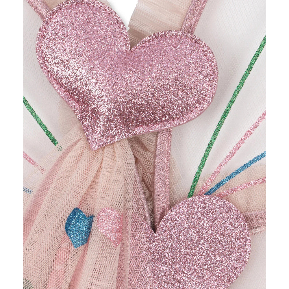 Konges Slojd Fairy Frill Costume Heart Mix in Pink Glitter with Hearts on Tulle