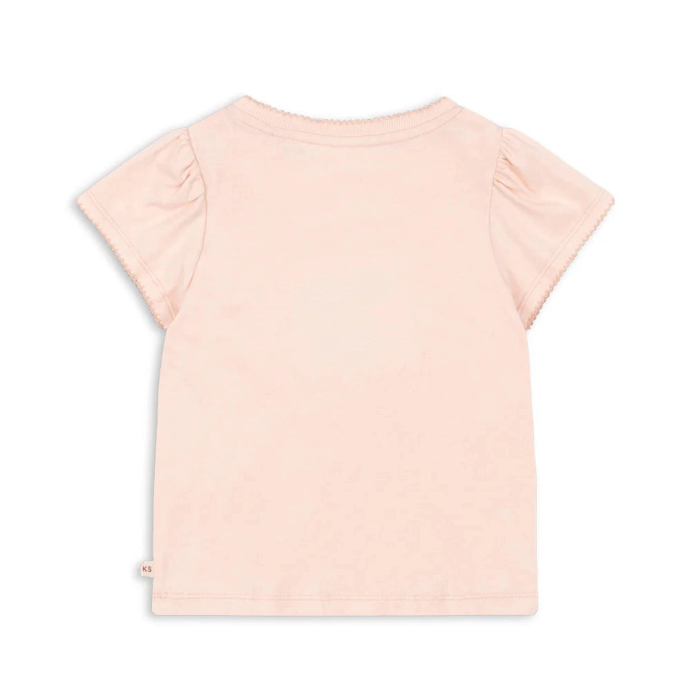 Konges Slojd Famo Puff Tee in Pale Blush back view with puff sleeves