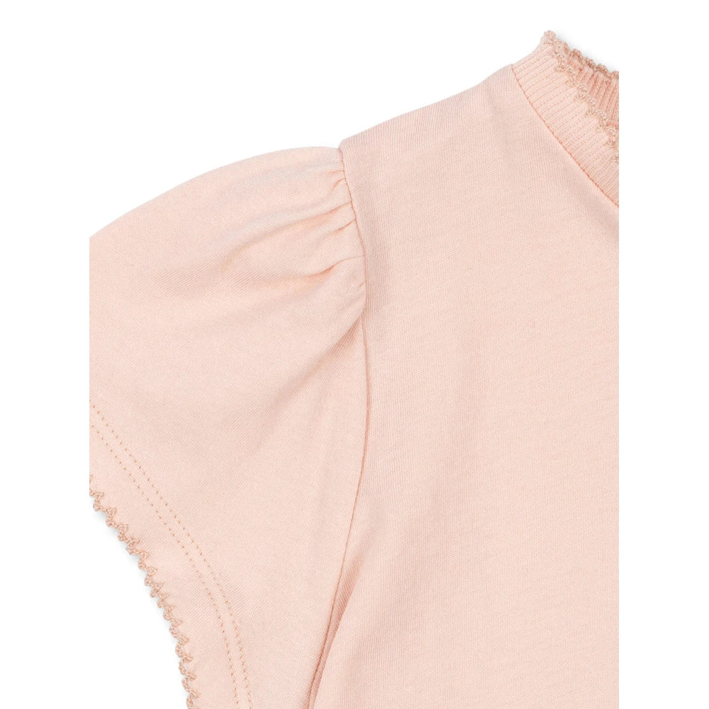 Konges Slojd Famo Puff Tee in Pale Blush with puff sleeve and lace trim