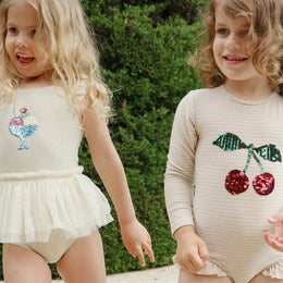 Konges Slojd Jade LS Swimsuit - Rose Stripe