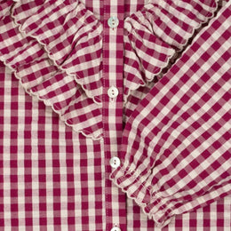 Konges Slojd Kim Frill Blouse Sangria Butter Check