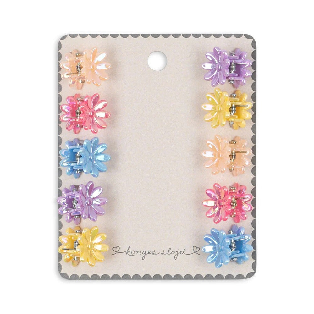 Konges Slojd Mini Flower Hair Claws Hair Clips in Pastel Multicolor 10-Pack