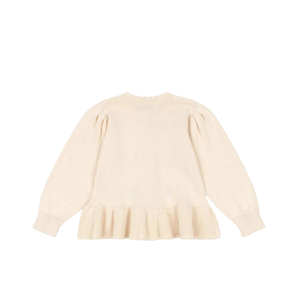 Konges Slojd Soleil Cardigan in Pearled Ivory with pleated hem