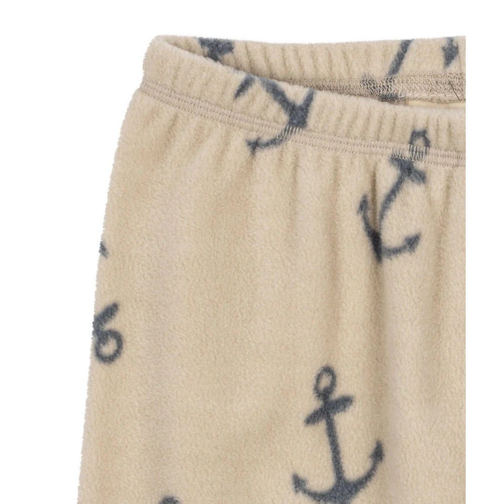 Konges Slojd Tavi fleece jogger pants beige with navy anchor print