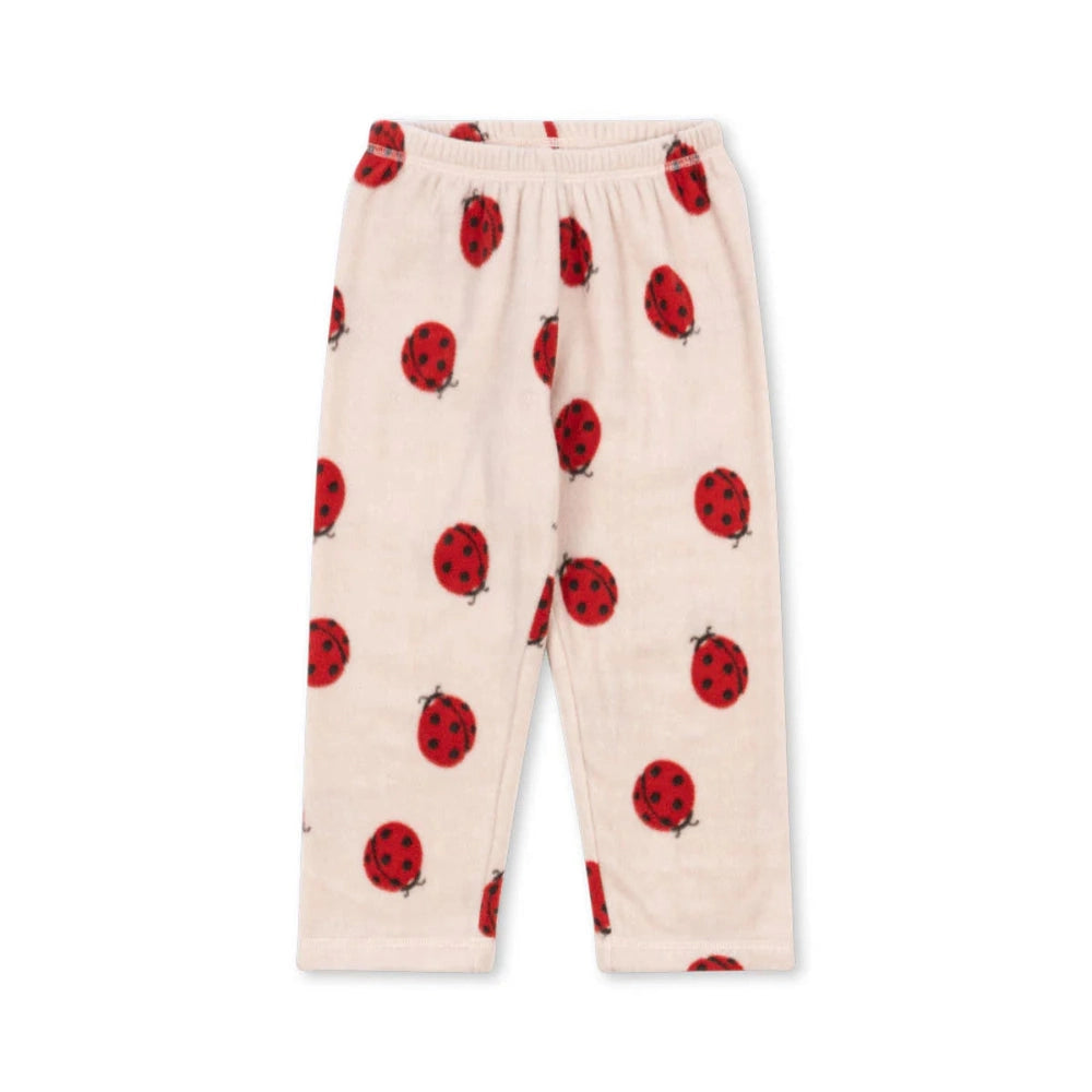 Konges Slojd Tavi fleece pants in cream with red ladybug print