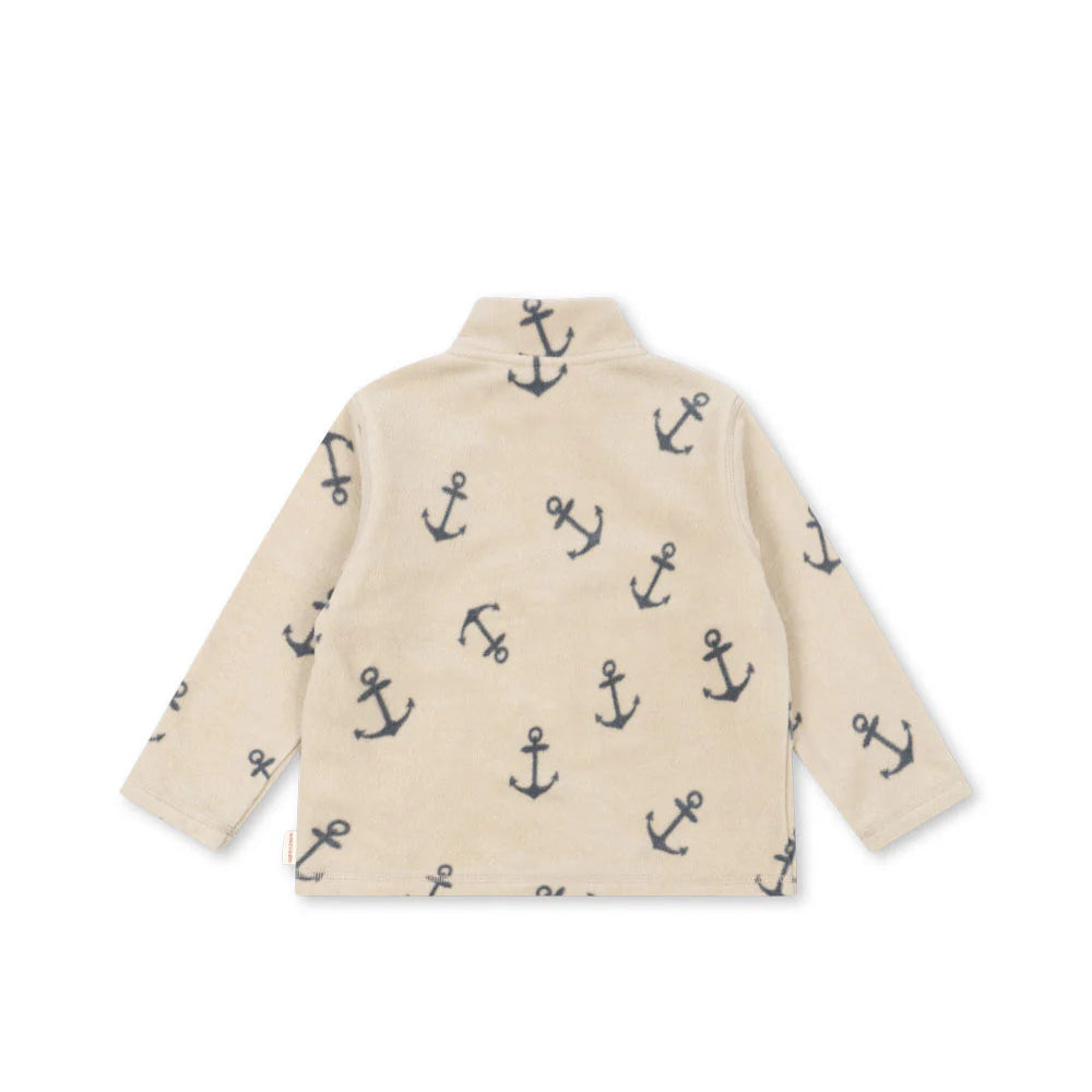 Konges Slojd Tavi fleece sweatshirt Ancher in cream with navy anchor print